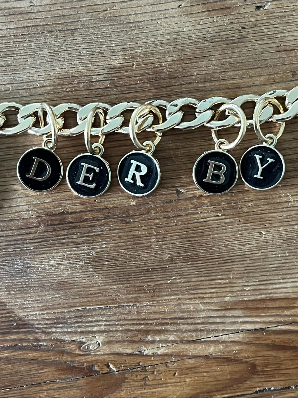 Kentucky Derby Charm Bracelet Gold Tone Teal Tassel Equestrian - Picture 4 of 8